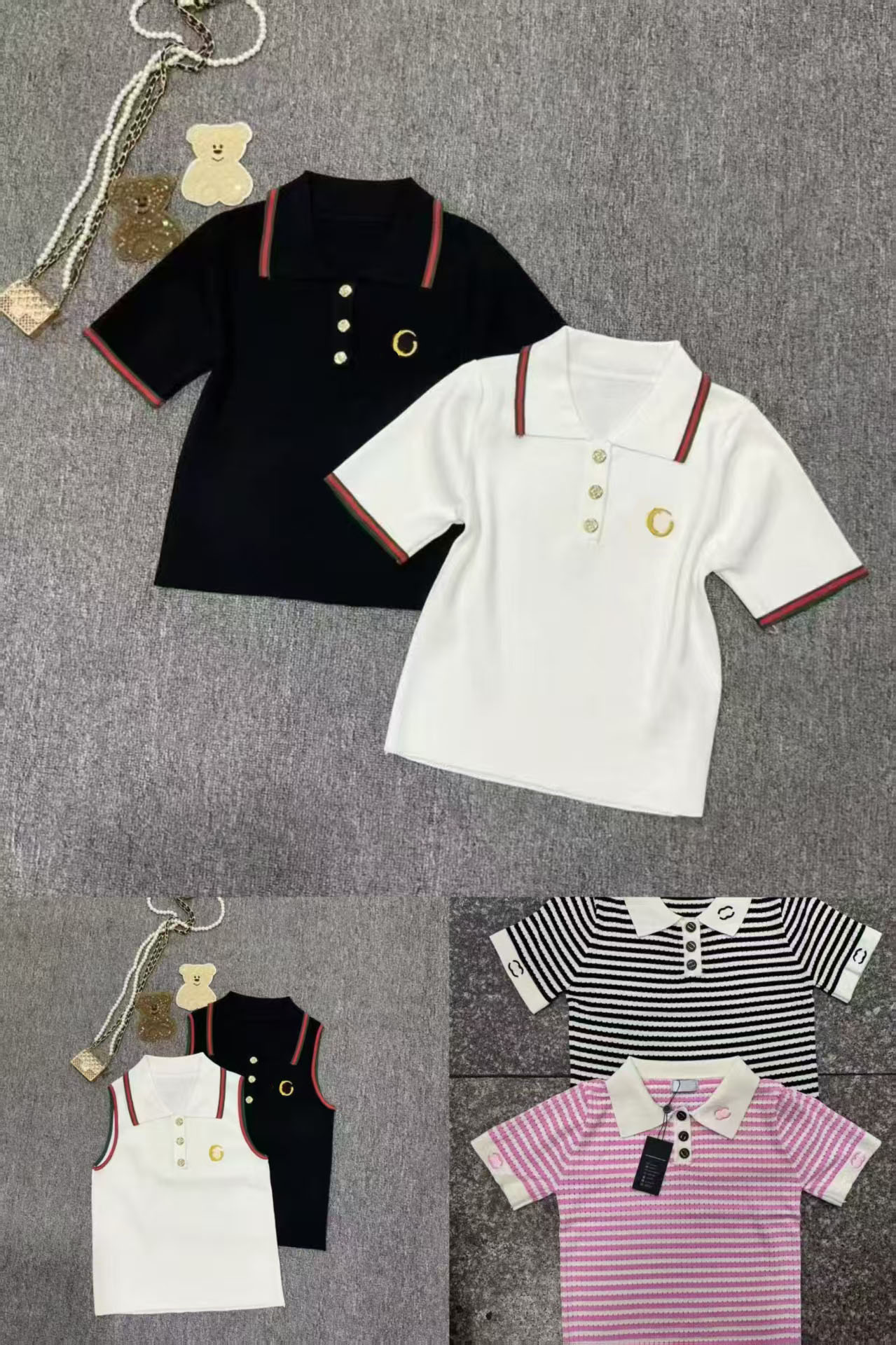 2025 Womens t shirt Knits Tees tops Summer New Knitted Sweater Round Neck Pullover with Concave and Convex Technology Sweater Short Sleeve Fashion Women's Clothing
