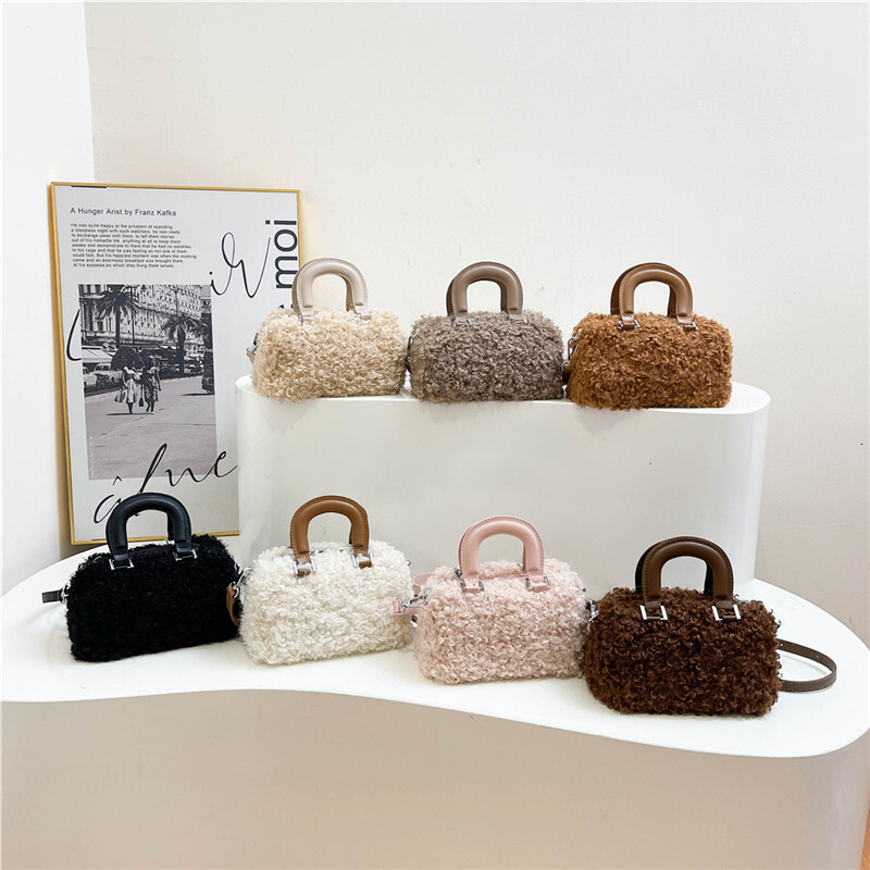 2025S Designer Women S Bag Fresh Boston Female Niche Design Plush Small Square Bag Winter New Single Shoulder Crossbody Bag