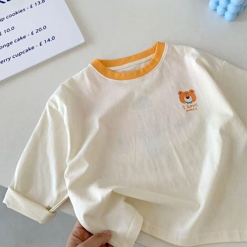 Ddmyshoesvip Spring New Children S Clothing Cute Cartoon Bear Long Sleeve T Shirt For Boys And Girls Cotton Inner Baby Base Shirt