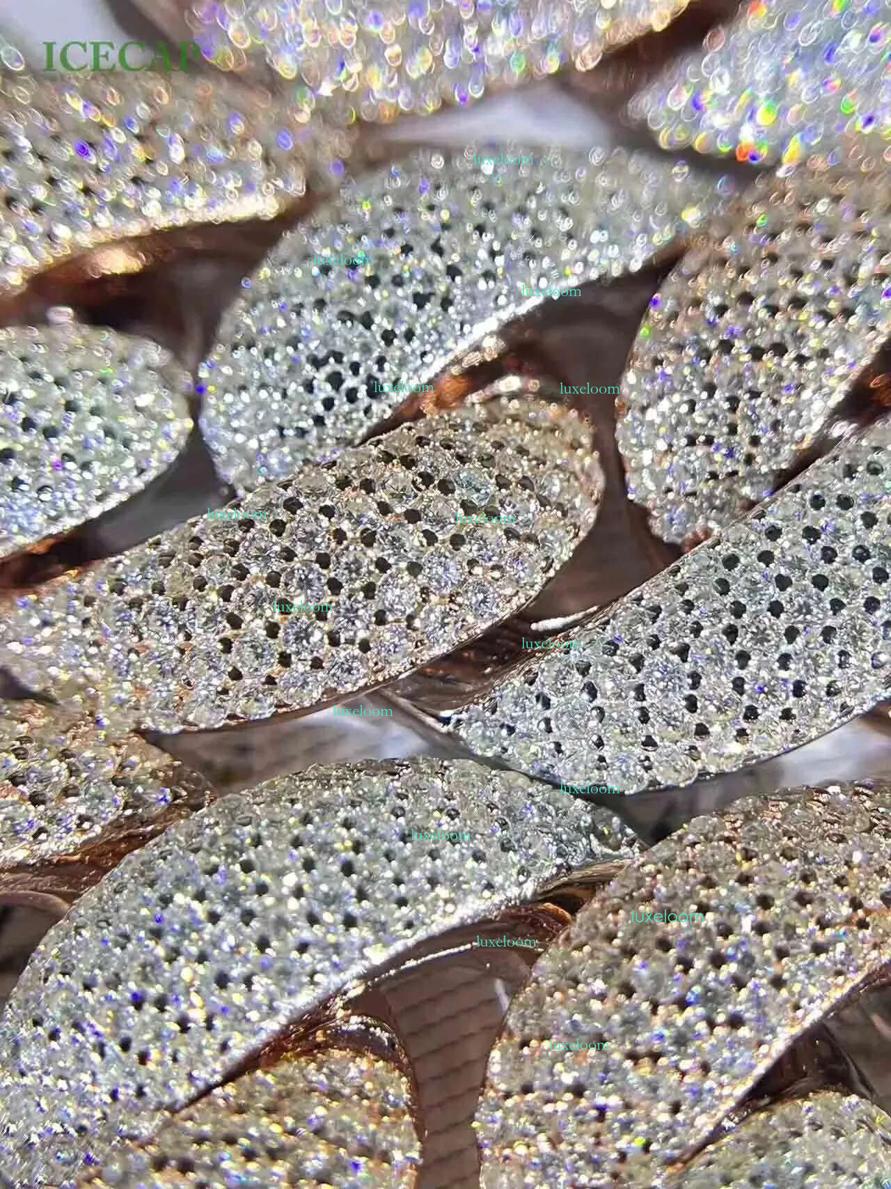 Hot 18mm 5rows Bubble Hiphop Sterg Sier Moissanite Chain Iced Out two Tone Cuban k Necklace