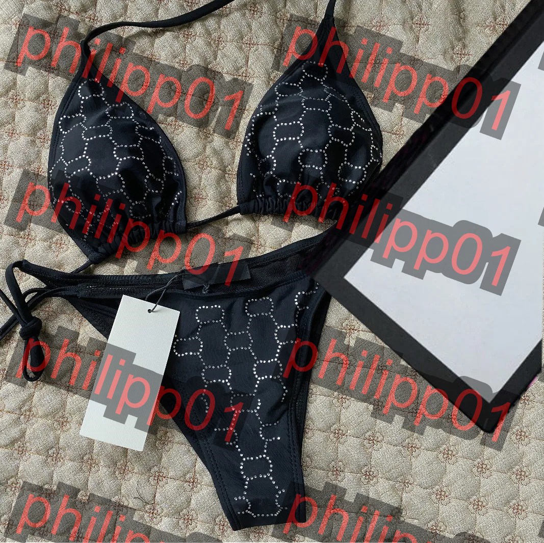 Designer Bikinis Woman Two-Piece Bikini With Letter Swimsuits Crystal Summer Swimwear Beach Luxury Bathing Suits Three-point Swimsuit 01