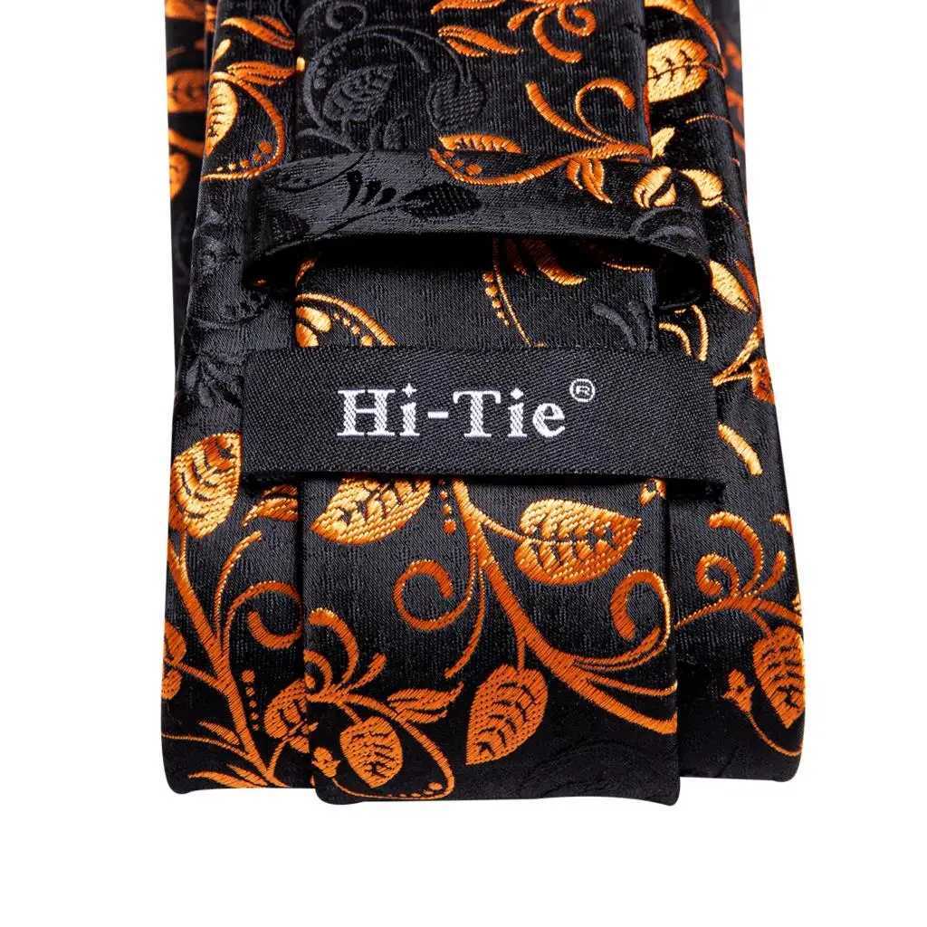 Hi-tie Design Black Solid Dot Silk Wedding Tie For Men Hanky Cufflink Gift Men Necktie Gravata Set Fashion Business Dropsing X250407