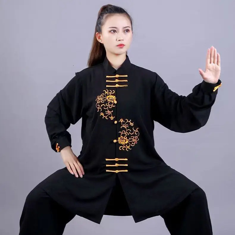 TOVEKIN Chinese Traditional Tai Chi Wushu Kungfu Suit Dragon Embroidered Martial Arts Wing Chun Training Morning Exercise 251028