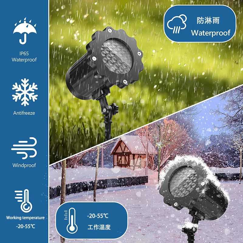 New LED Blizzard Snowflake Projector Lamp Special for Outdoor Lawn Christmas party atmosphere decoration snowflake lights W251107