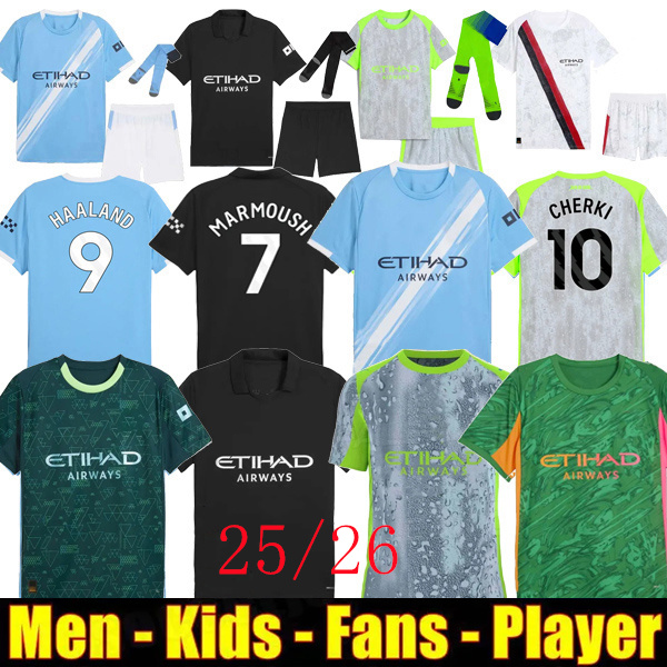 25 26 man CITY HAALAND Soccer Jerseys 2025 2026 Home Away Third FODEN MARMOUSH BERNARDO GUNDGAN GREALISH RODRIGO KOVACIC Fan Player Men Kids Football Jersey