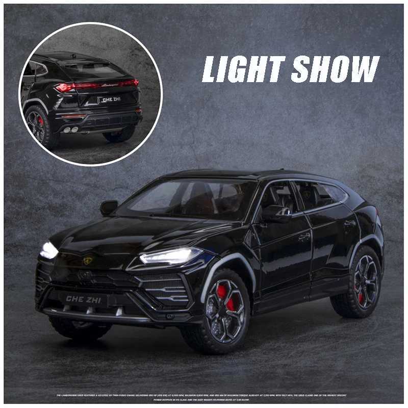 1 24 Lamborghini URUS Alloy Model Car SUV Car Die Casting Toy Metal Series Simulated Sound Childrens Light Toy CarXJ250407