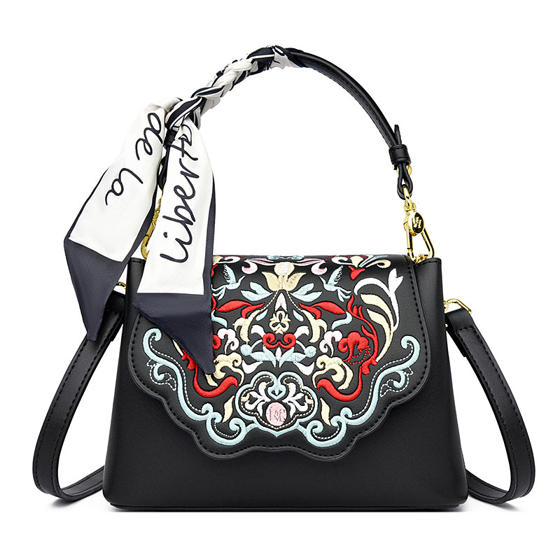 Embroidery Handbag Women's Retro Fashion Art Small Square Bag High Sense Crossbody Shoulder Bag