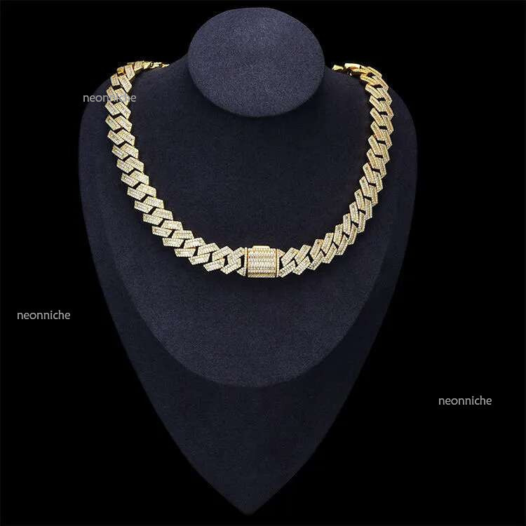15mm Sier Hip Hop Vvs Dia Moissanite Baguette Cuban k Chain