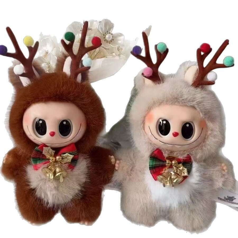 Hot-Selling Christmas Reindeer Plush Cute Vinyl Labubu Pendant Doll Claw Machine Toy