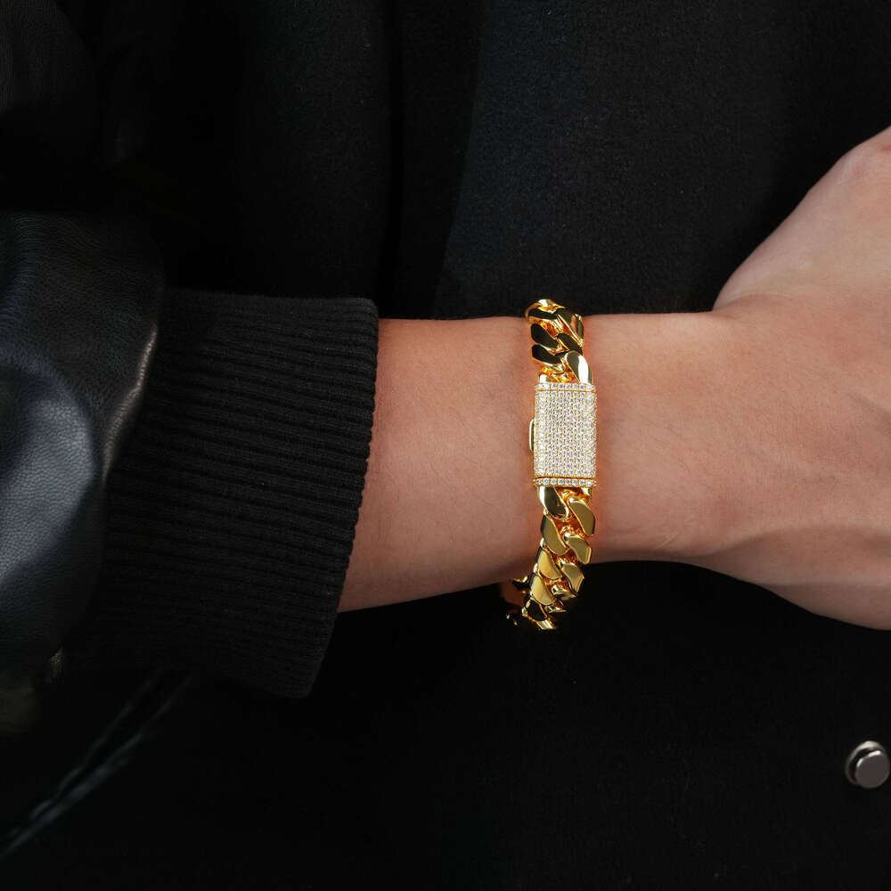 Custom Jewelry Set 925 Silver Silicon Stone Diamond Flip Clasp 12mm Miami Cuban Chain Necklace Bracelet