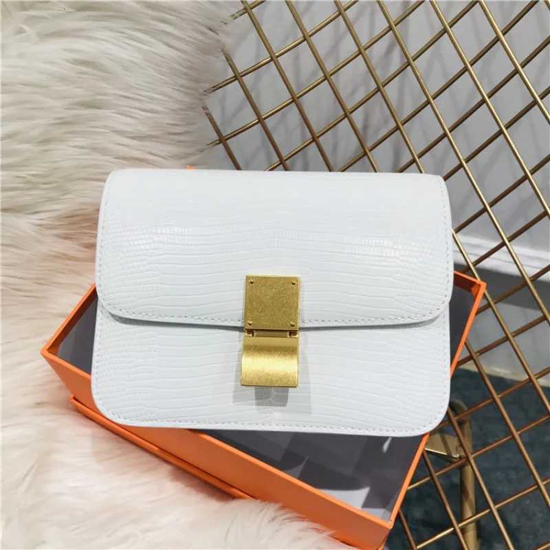 2025 new beancurd bag lizard pattern cowhide womens bag single shoulder diagonal cross portable retro small square bagW251107