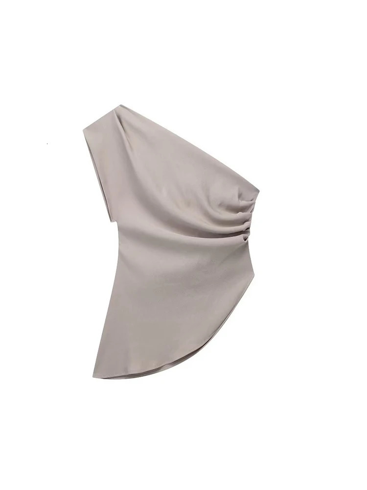 Asymmetric Tshirt Womens Fashion Trend Girl Celebrity Temperature Off Shoulder Top 250407