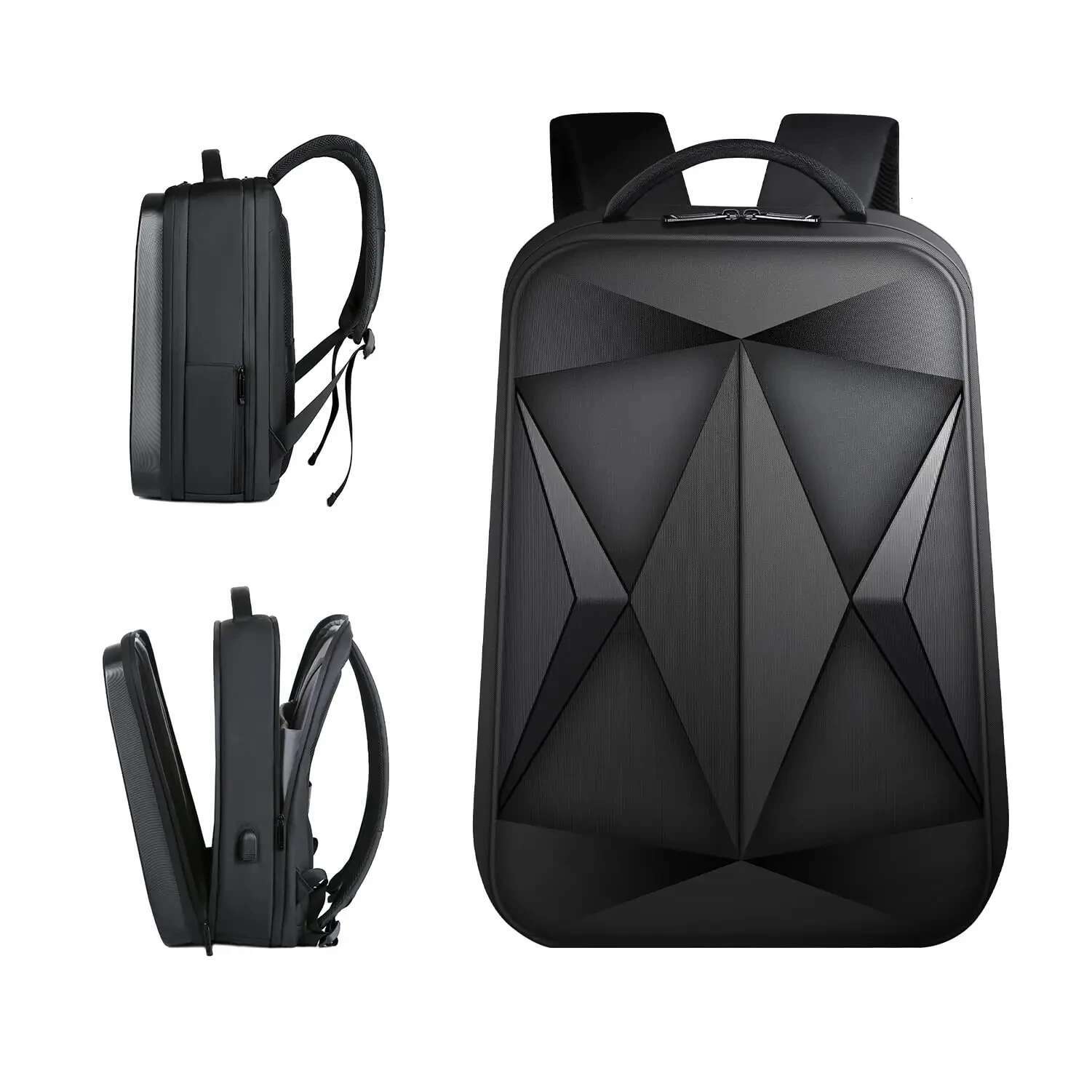 Men's 17.3 Inch Laptop Waterproof Hard Shell Bag 35L Business Travel Backpack With USB Charging Port Mochilas De Hombre