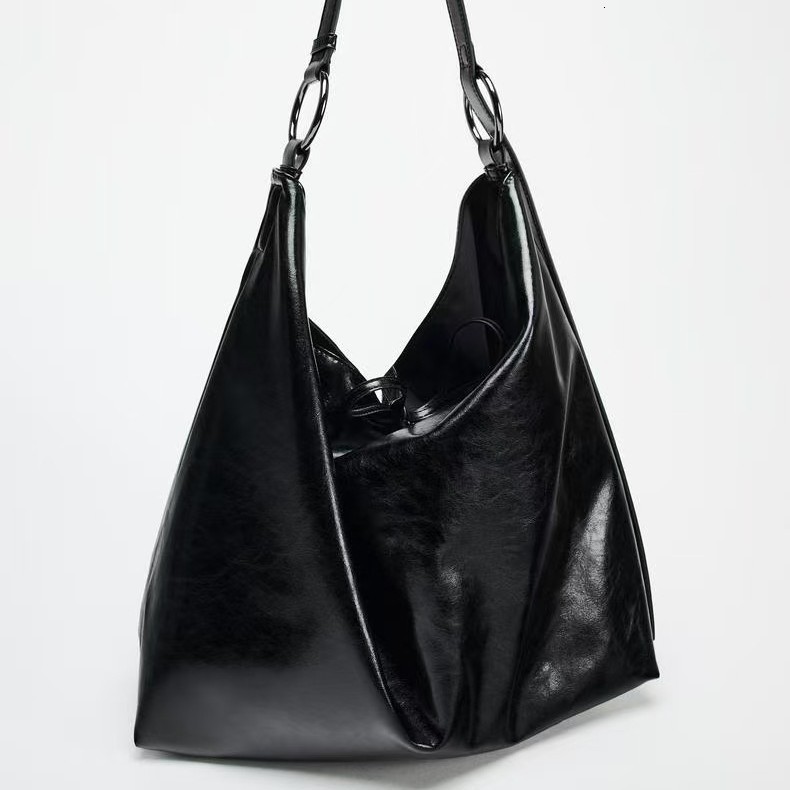 Oversize Satin Tote Bags for Women Soft Silk Shoulder Bag Black Handbags Large Shopper Purses Women Bag 240902