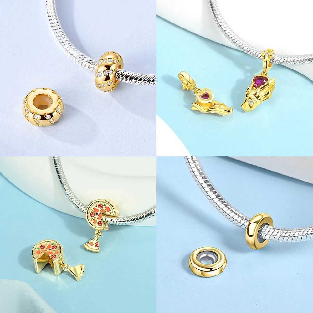 Original Certified Gold Firefly Animal Cactus Plant Heart Charm Beads 925 Silver Fit Bracelet Jewelry Making Diy Birthday GiftXJ251107