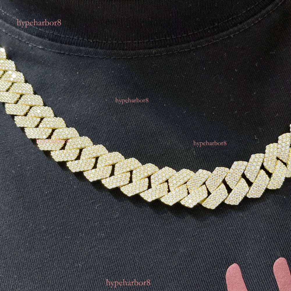 S 9k 14k Gold Iced Marble Laboratory Growth Hip Hop Cuban Chain Necklace