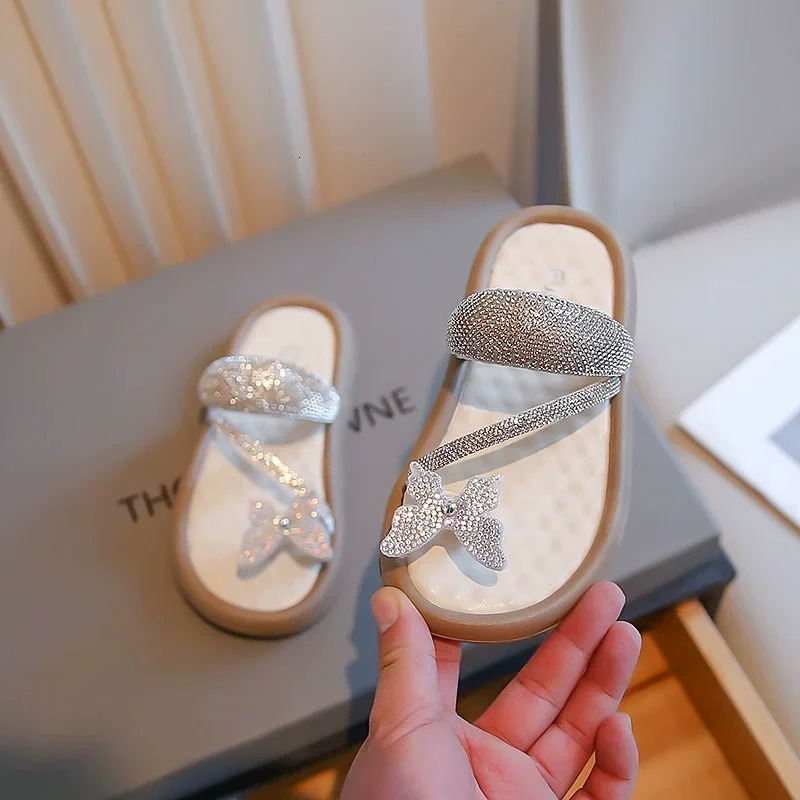 Children Summer Kids Bowtie Butterfly Slippers Lightweight Anti-Slip Soft-Soled EVA Sandals for Girls Beach Casual Shoes 250407