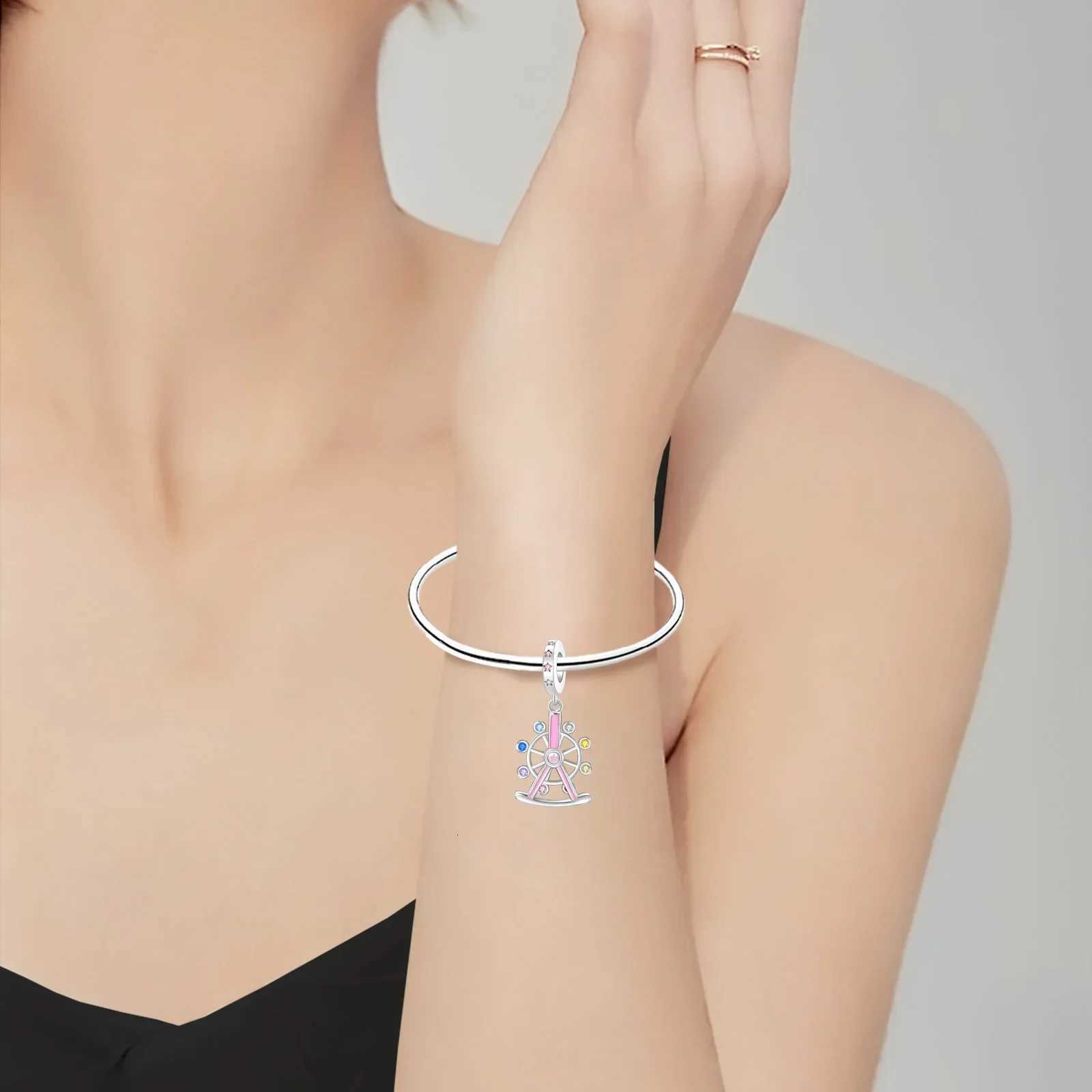 925 Sterling Silver Architecture Castle Tower Ferris Wheel Charms Fit Original Pendant Bracelets Necklace Women DIY Fine JewelryXJ251107