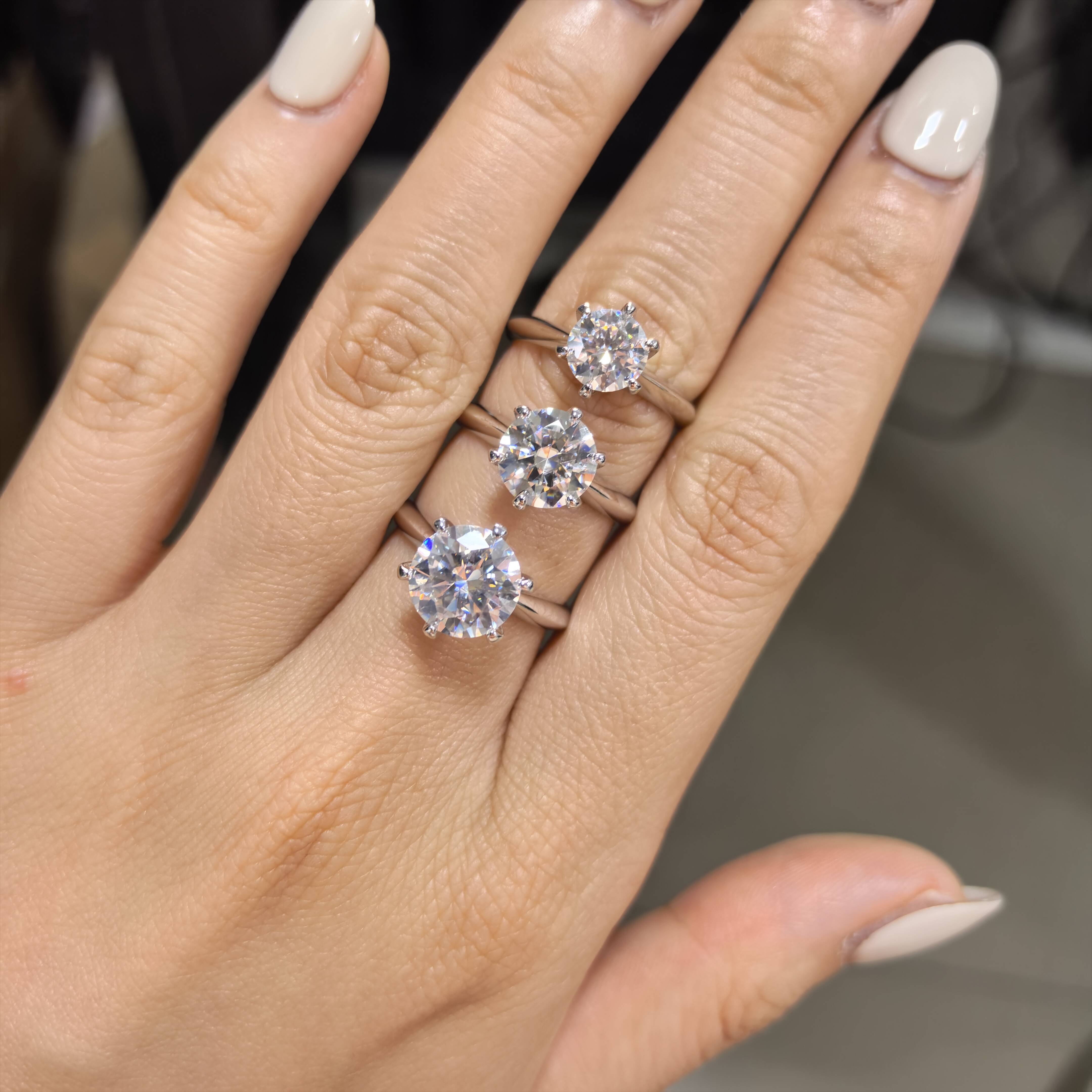 Big Size Round Cut 5CT Moissanite Ring GRA Certified D VVS 3EX Moissanite Rings S925 Sterling Silver Moissanite Ring