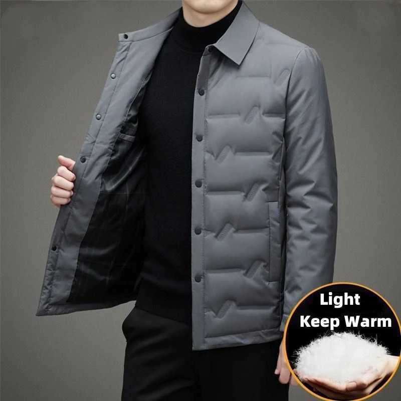 Man Light Weight Down Coats Casual Slim Fit Warm Winter Business Dress Shirts No Hoodies Jackets Simple Fashion Outwear ClothingT251107
