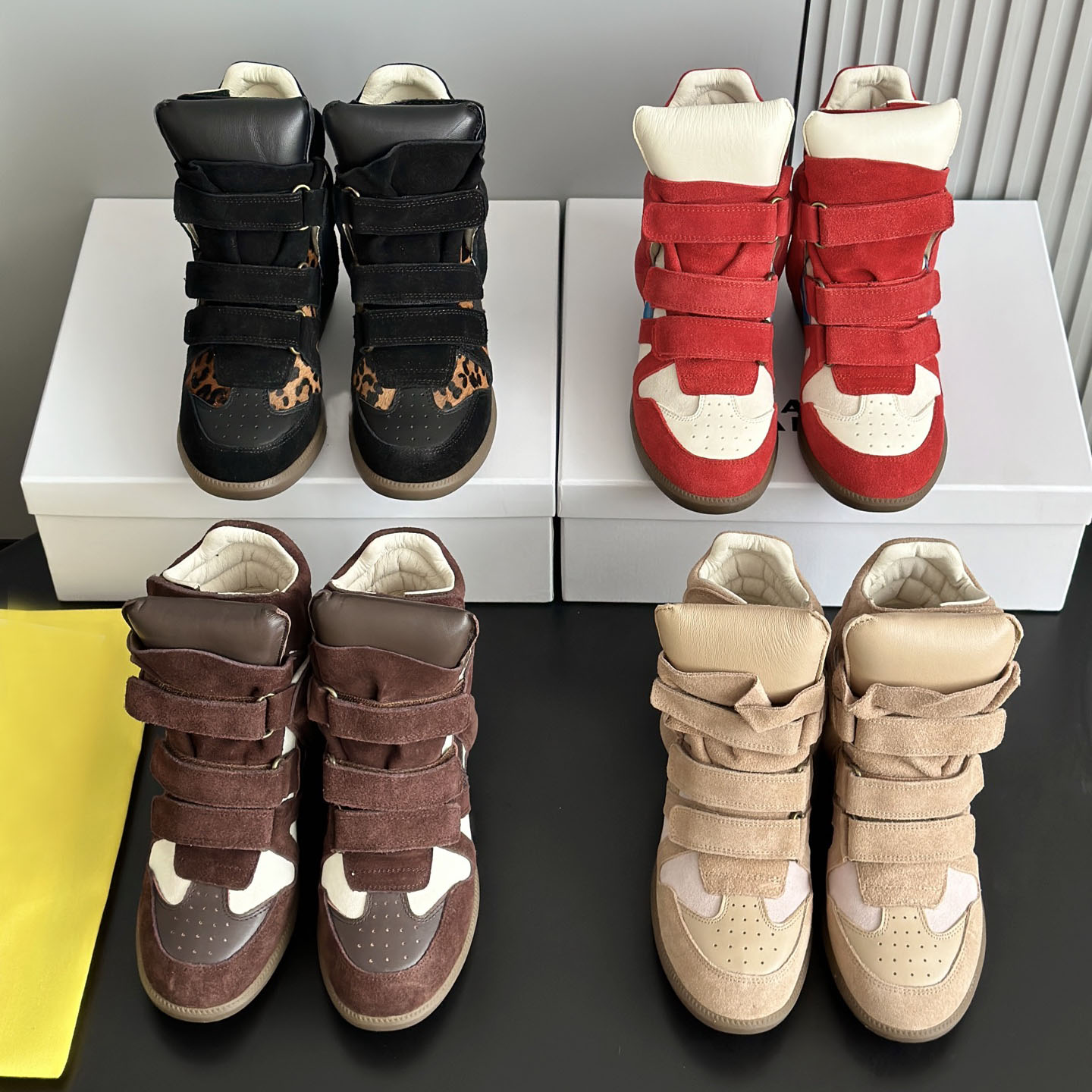 Top quality Women's Suede Ankle Boots: Designer Inspired Casual Platform High Top Sneakers in Blue and Pink ,Wedge Sneakers EUR 35-42