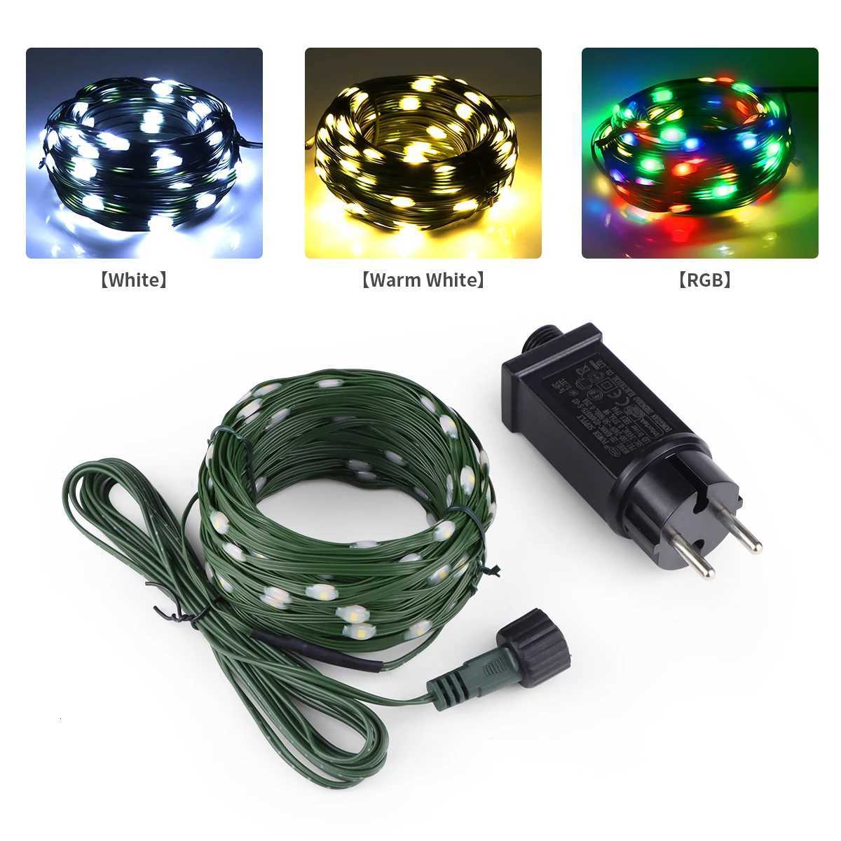 10M-100M Green Wire Outdoor LED String Lights Waterproof 100LED-800LED Fairy Garland Holiday Party Christmas Tree Wedding Decor W251107