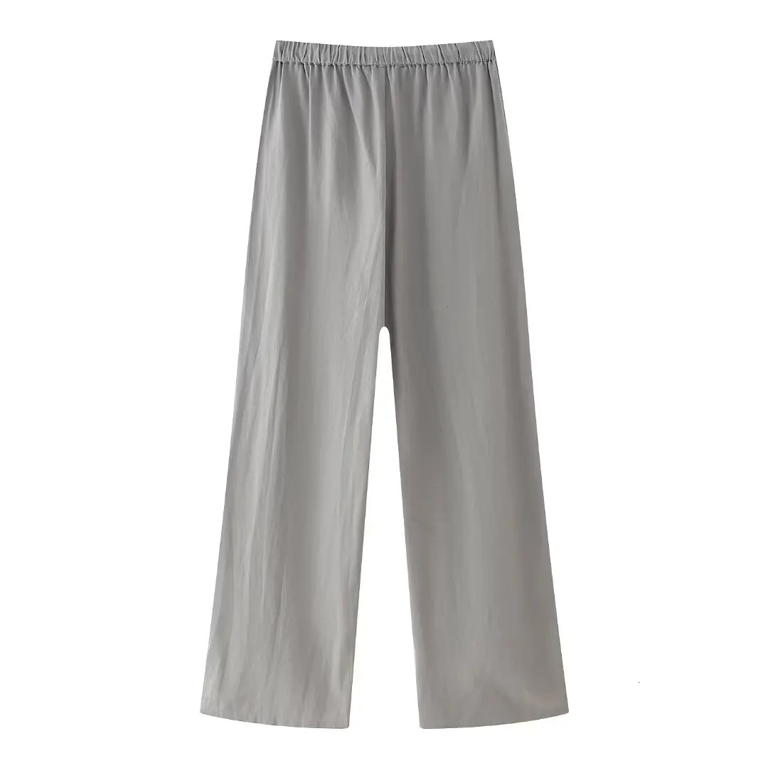 DUOPERI Womens 2piece Shell Decorative Top Tank and High Elasticity Waist Mens Unique Casual Pants Coordinate 250407