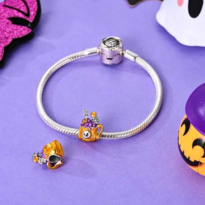 Funny Halloween Charms 925 Sterling Silver Pumpkin Witch Magic Hat Pendant Bead Fit Original Bracelet Necklace DIY JewelryXJ251107