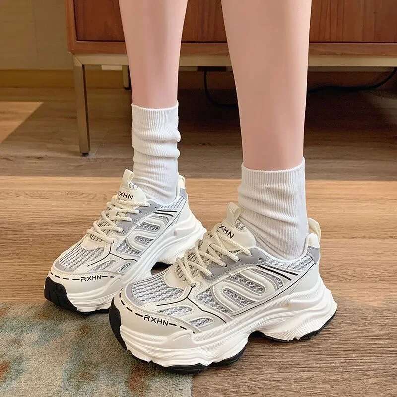 Sneakers Autumn Fashion Breathable Casual Women Mesh Lace Up Comfort Platform Vulcanize Shoes atillas De Mujer