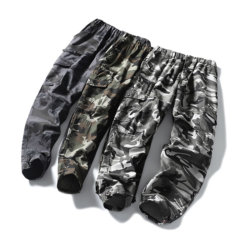Fashion Camouflage Men's Cargo Pants Cotton Zipper Pocket Big Size Sports Casual Trousers Training Outdoor Hiking Pants Bottoms Plus Size XXXXXL 