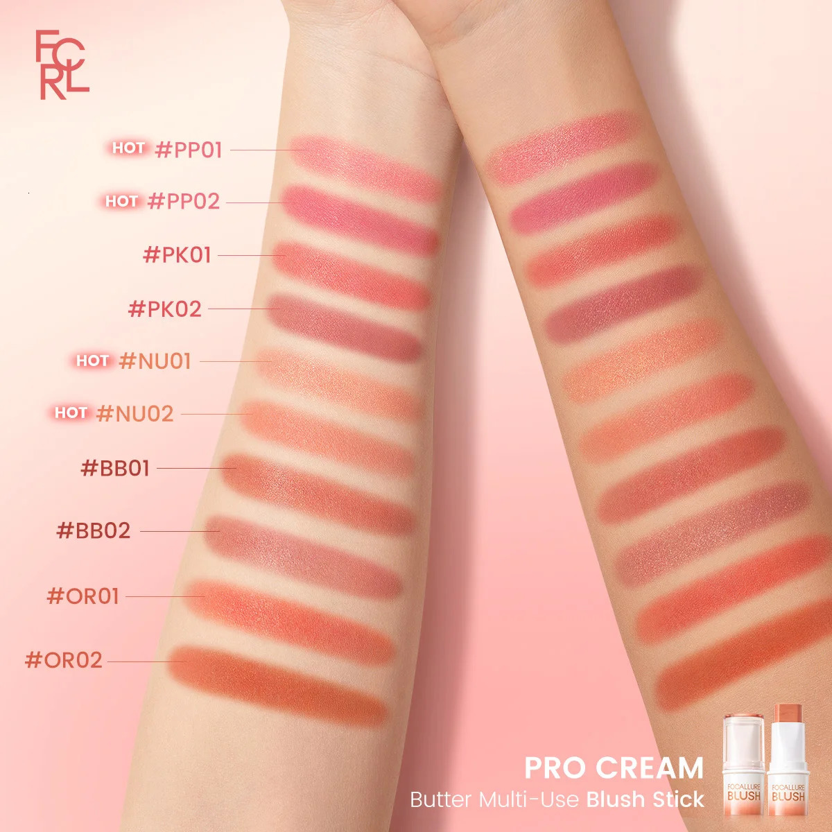 FOCALLURE waterproof powder blusher stick durable 3 in 1 matte eye shadow lipstick Highlighter cosmetics for women 250325