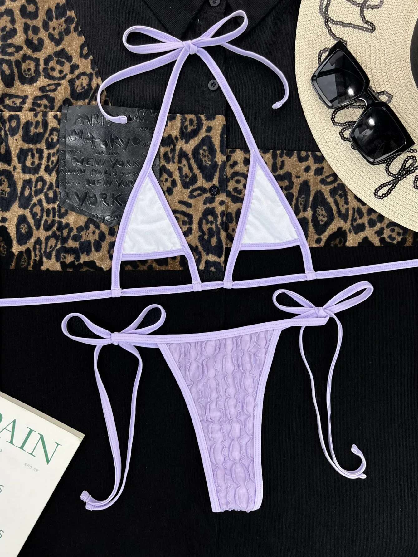 Dongdumaoyi Micro Bikini Sexy Women Swimsuit Purple Cut Out Push Up Extreme Swimwear Brazilian Bathing Suit Thong Swimming Beachwear