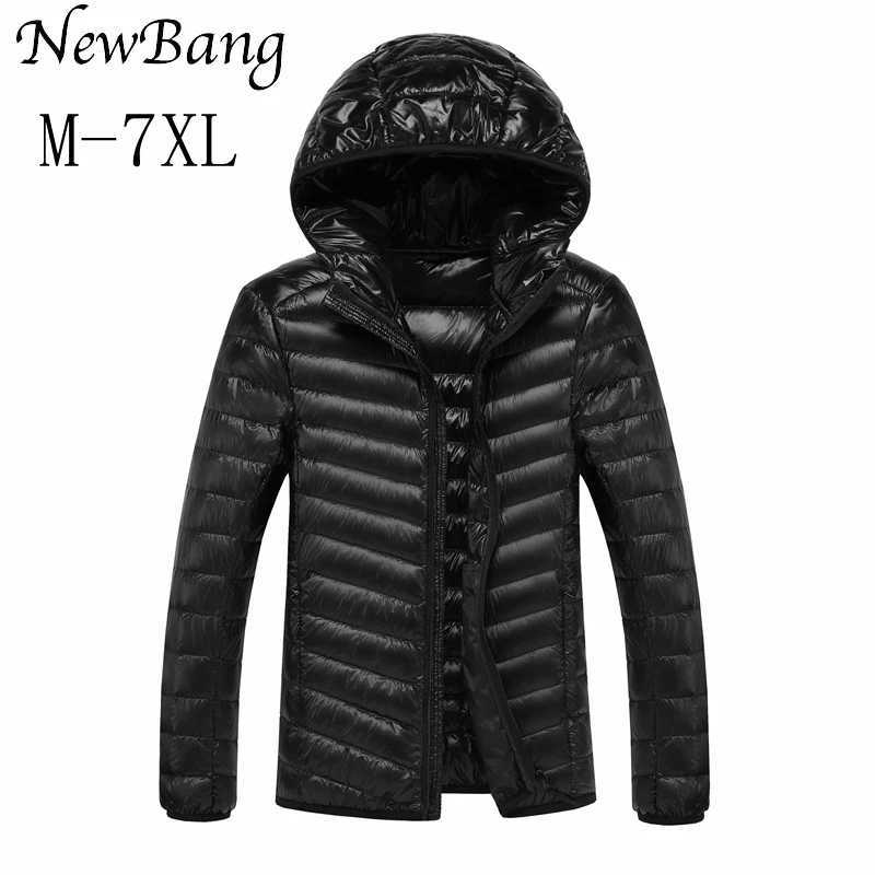 NewBang 9XL 10XL Mens Large Size Down Coats Ultra Light Down Jacket Men Lightweight Feather Hooded Warm Portable Winter CoatT251107