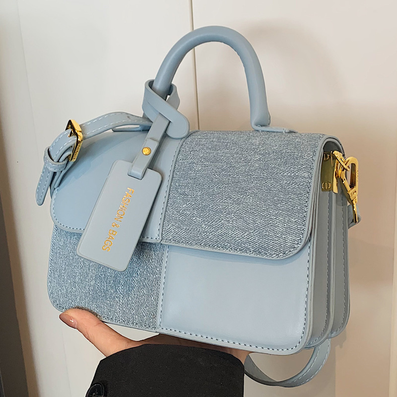 2025S Designer Women S Bag Autumn Versatile Fashionable Women S New Matte Shoulder Crossbody Dual Color Splicing Hand Held Small Square Bag