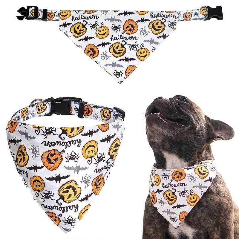 High Quality New pet supplies Halloween dog saliva towel collar cat triangle scarf bib dog pet collar pumpkin skull dog 1 piece T250407