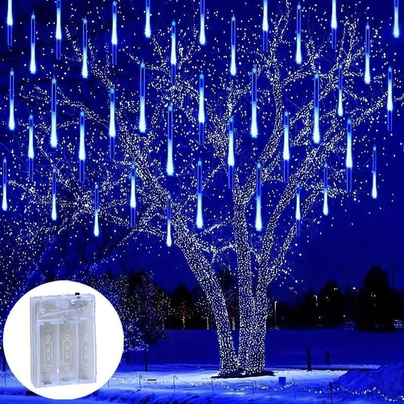 8 Tubes Meteor Rain LED Lights Christmas Street String Light Battery Power Outdoor Garden Wedding Eave Decoration Holiday Lamp W251107