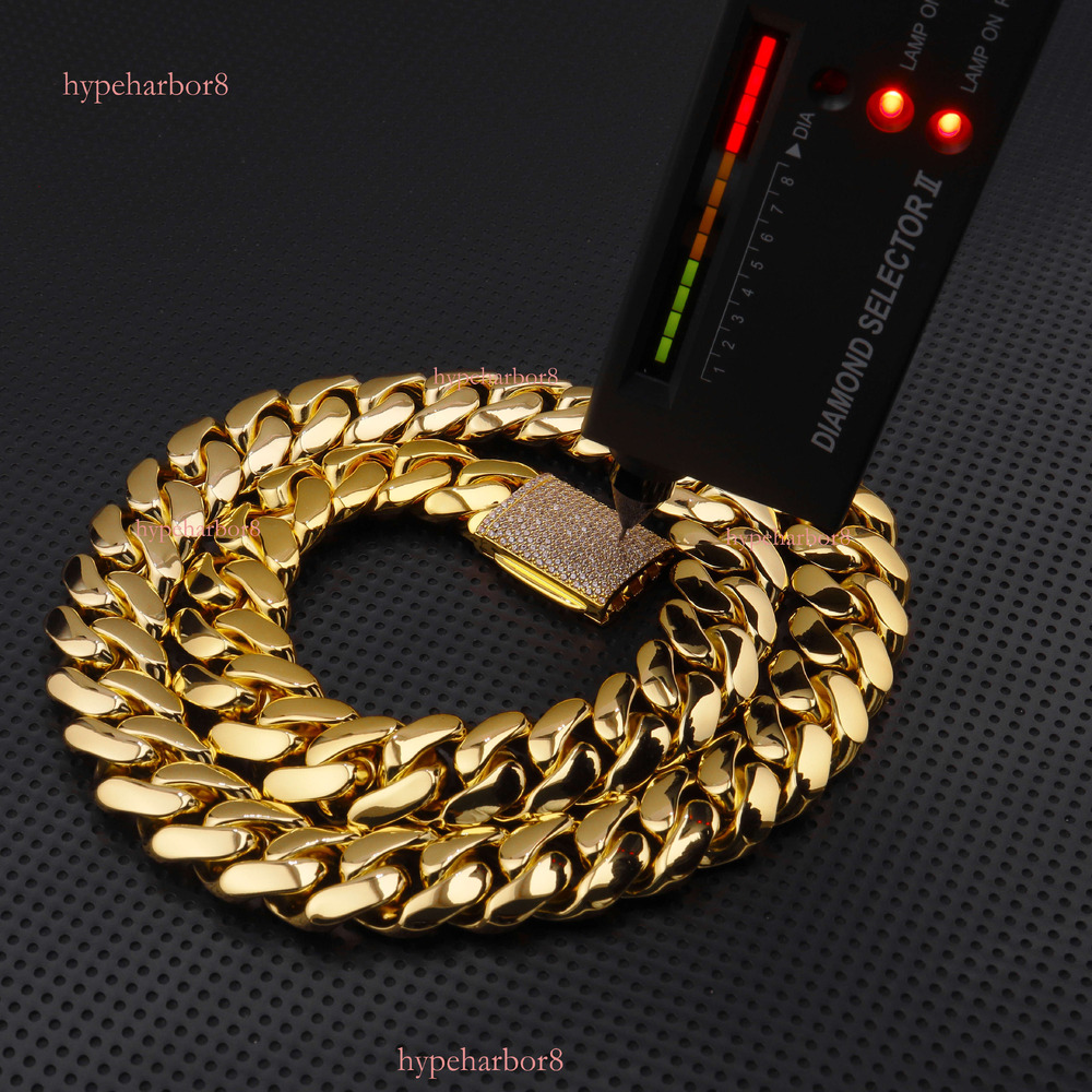 Miami Cuban Chain 14k real gold-plated chilled necklace sier hip-hop moissanite men's accessory