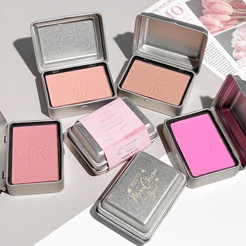 Powder blusher 4 available colors peach matte powder in metallic tin durable color and contour enhancer no fly 250325