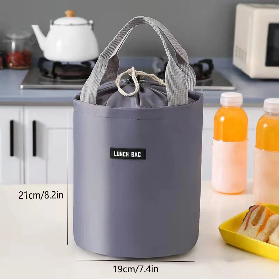 circular bucket lunch box bag student picnic storage large capacity water 250401