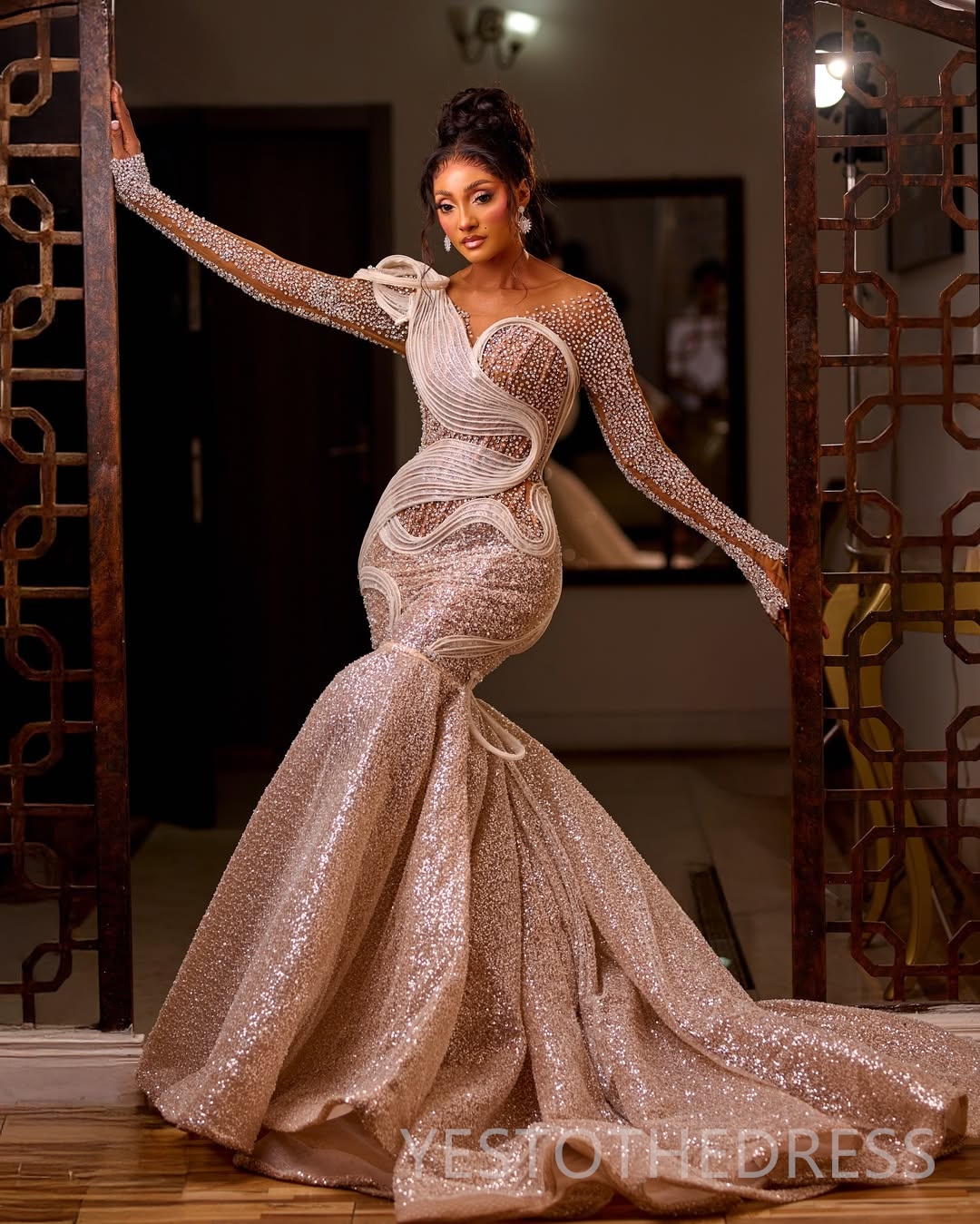 2026 Plus Size Mermaid Prom Dress Evening Dresses Formal Gowns For Special Occasions Illusion Sheer Neck Beaded Lace Crystals Sequined Birthday Dress 