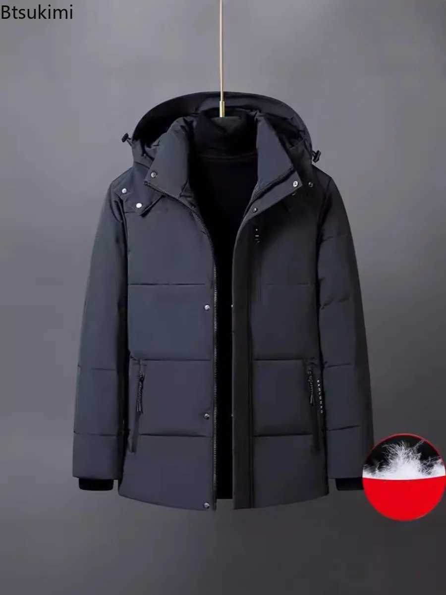 2025 Mens Black Hooded Casual Puffer Jackets Winter White Duck Down Coats Quality Male Outdoor Windproof Thicker Warm ParkasT251107
