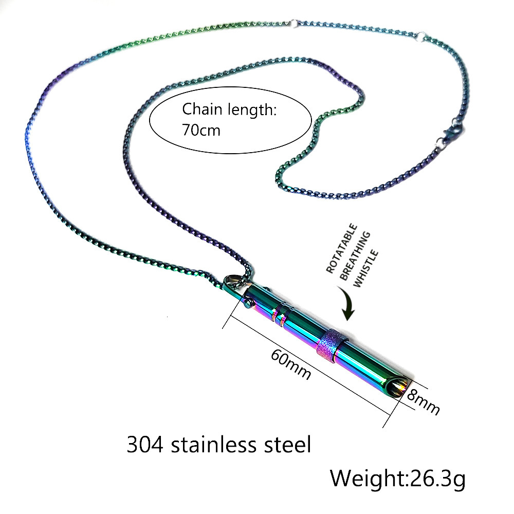 Hot selg meditation mindfulness pendant, breathing regulating titanium steel pearl necklace, rotating frosted round tube decompression pendant