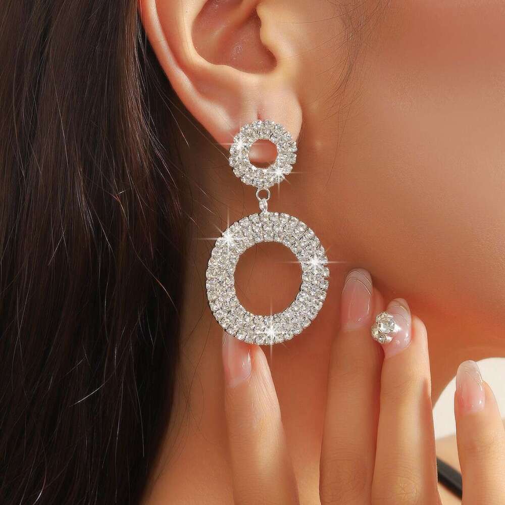 Dia studded with double circular hollow out full dia earrings, personalized women's fashion, sympathy earrings batch