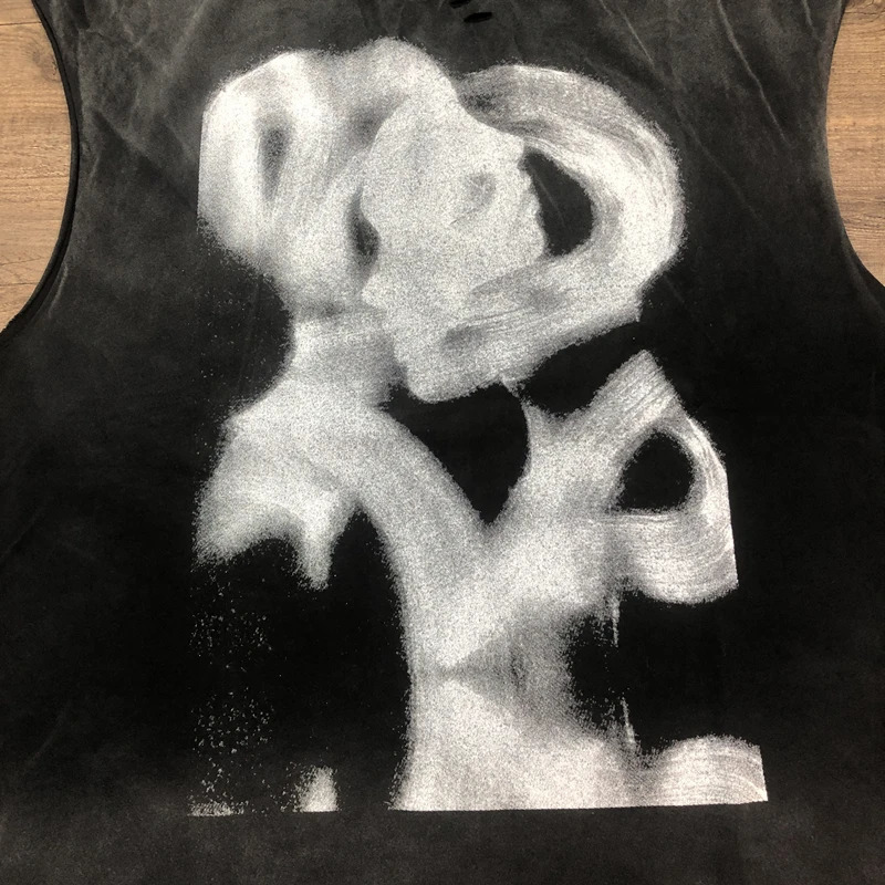 Frog Drift Love Pressure Quality Retro Clothing 100% Cotton Hole Printed Top Loose Mens Oversized Tank Top 250403