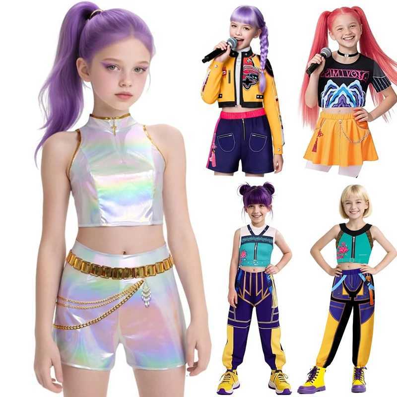 New K-POP Demon Hunter Cossplay Girls Costume Pop Singer Halloween Costume Kids Dress Up Stage Suit W251107