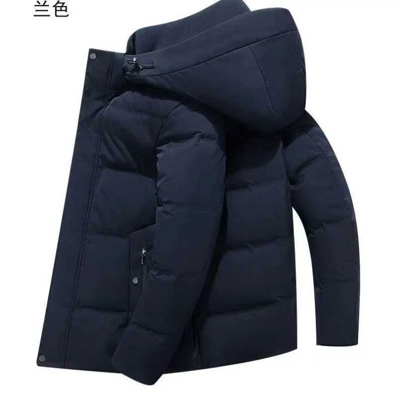 Down Jacket Winter Dad Thick Large Size Middle-aged and Elderly Men White Duck Down Middle-aged Warm Coat Can Be Detachable CapT251107