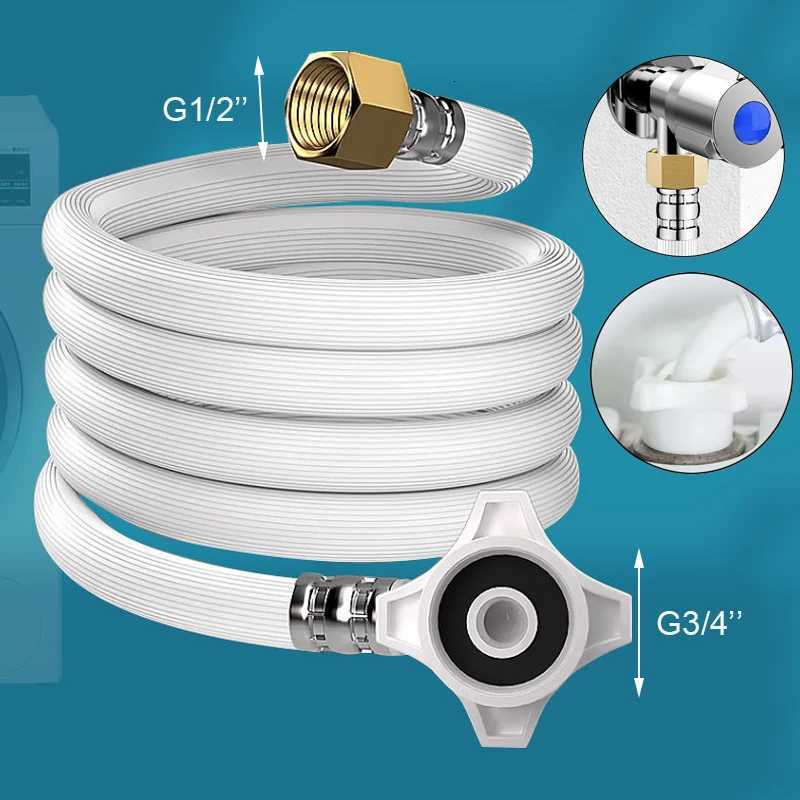 80/100/150/200/300/500cm Long Explosion-Proof Washing hine Hose G1/2-G3/4 Inch Water Inlet ible Pipe Bathro Plumbing Y251107