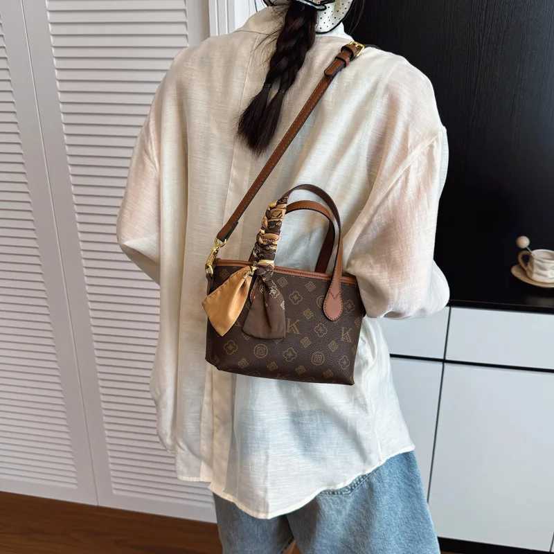 2025 Vintage Monogram Tote Bag for Women Spacious Shoulder Purse Adjustable Crossbody Strap Work Commute Bag with Top HandleW251106