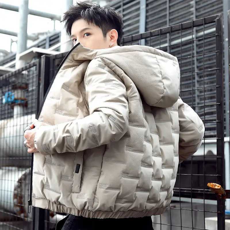 Down and Cotton Jacket Thickened Mens New Style Trendy Casual Youth Jacket Trendy Versatile Cotton Jacket TopT251107