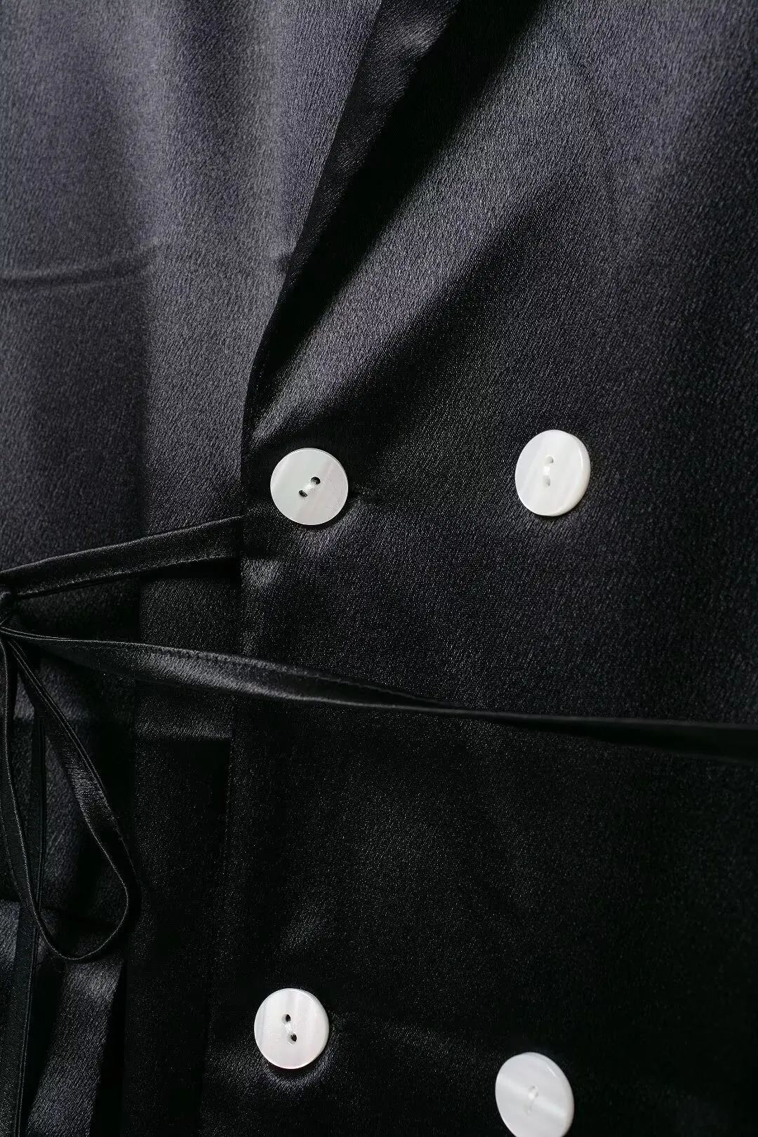 Autumn Womens Tie Temperature Decorative Silk Texture Pants Double Chest Strap Set 250407